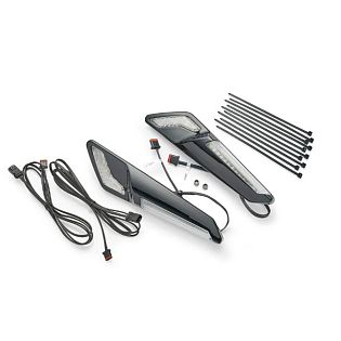 (Черный) Накладки на вилку с LED габаритами и повторителями поворотников (пара)