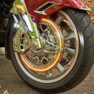 (Хром) Накладки на вилку с LED габаритами и повторителями поворотников (пара)