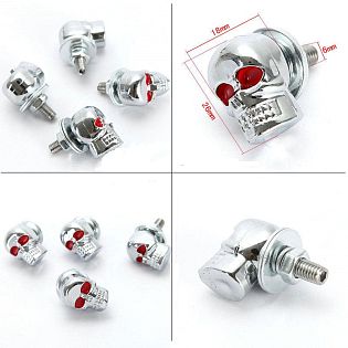 Болты для крепления номера Черепушка Хром, комплект 4шт